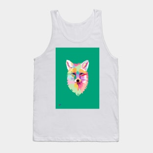 Wolf Pop Art Green bg Tank Top